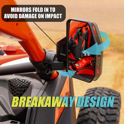 Chupacabra Offroad UTV Side Mirror Kit (2 Pack) - Compatible with 1.6" to 2" Round Roll Cage Bars