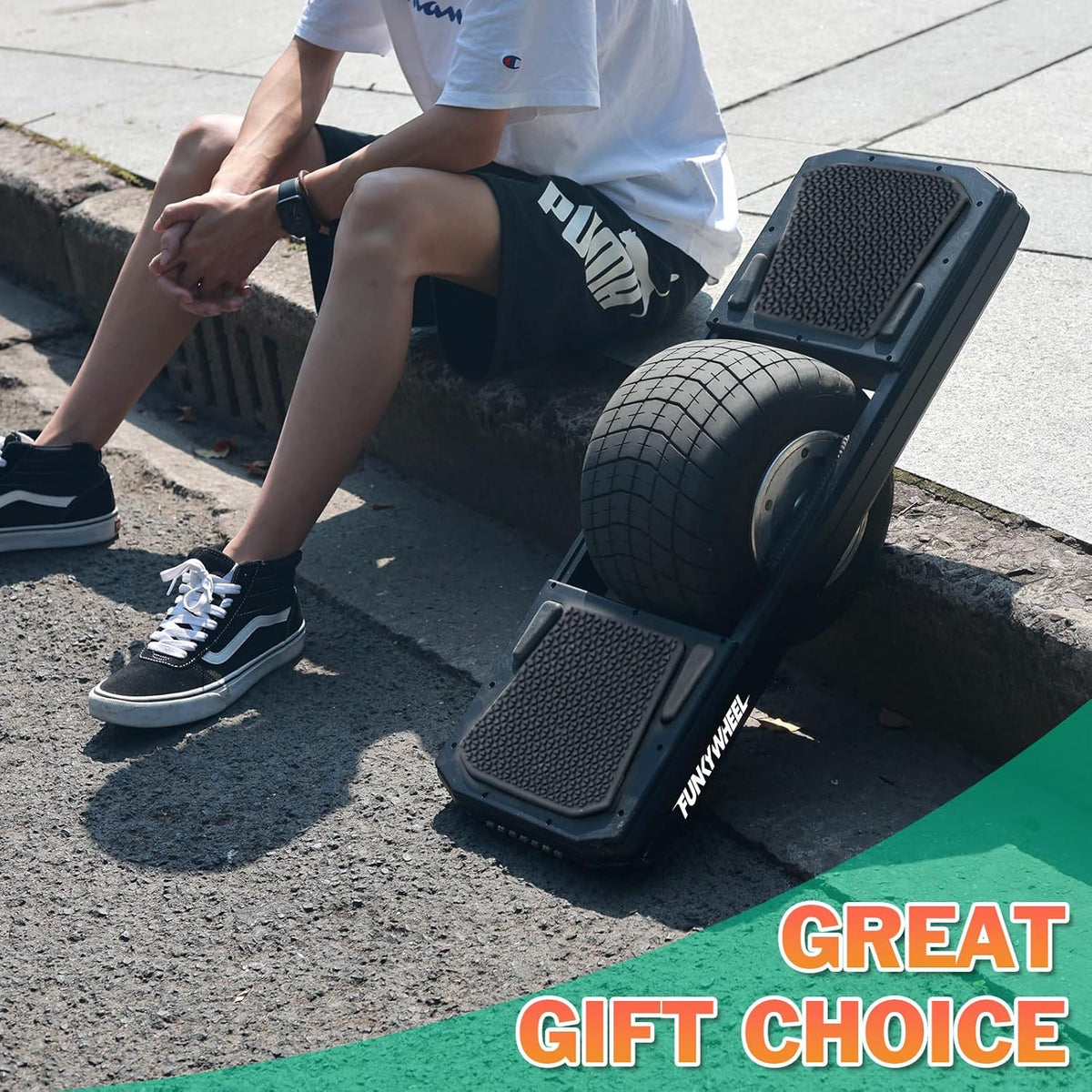   FUNKYWHEEL Urban Electric Unicycle 48V 5.2Ah – Long Range 15 Miles, Waterproof One-Wheel Scooter for Adults