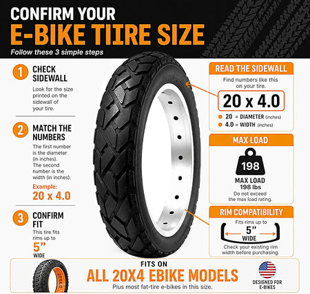 Folding Fat Bike Tires & Tubes Set (2 Tires + 2 Tubes) Sizes -16x4 20x4 26x3 26x4 – Heavy-Duty All-Terrain Puncture-Resistant