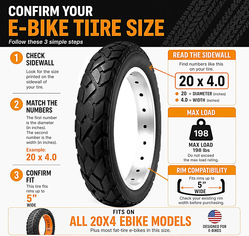 Folding Fat Bike Tires & Tubes Set (2 Tires + 2 Tubes) Sizes -16x4 20x4 26x3 26x4 – Heavy-Duty All-Terrain Puncture-Resistant