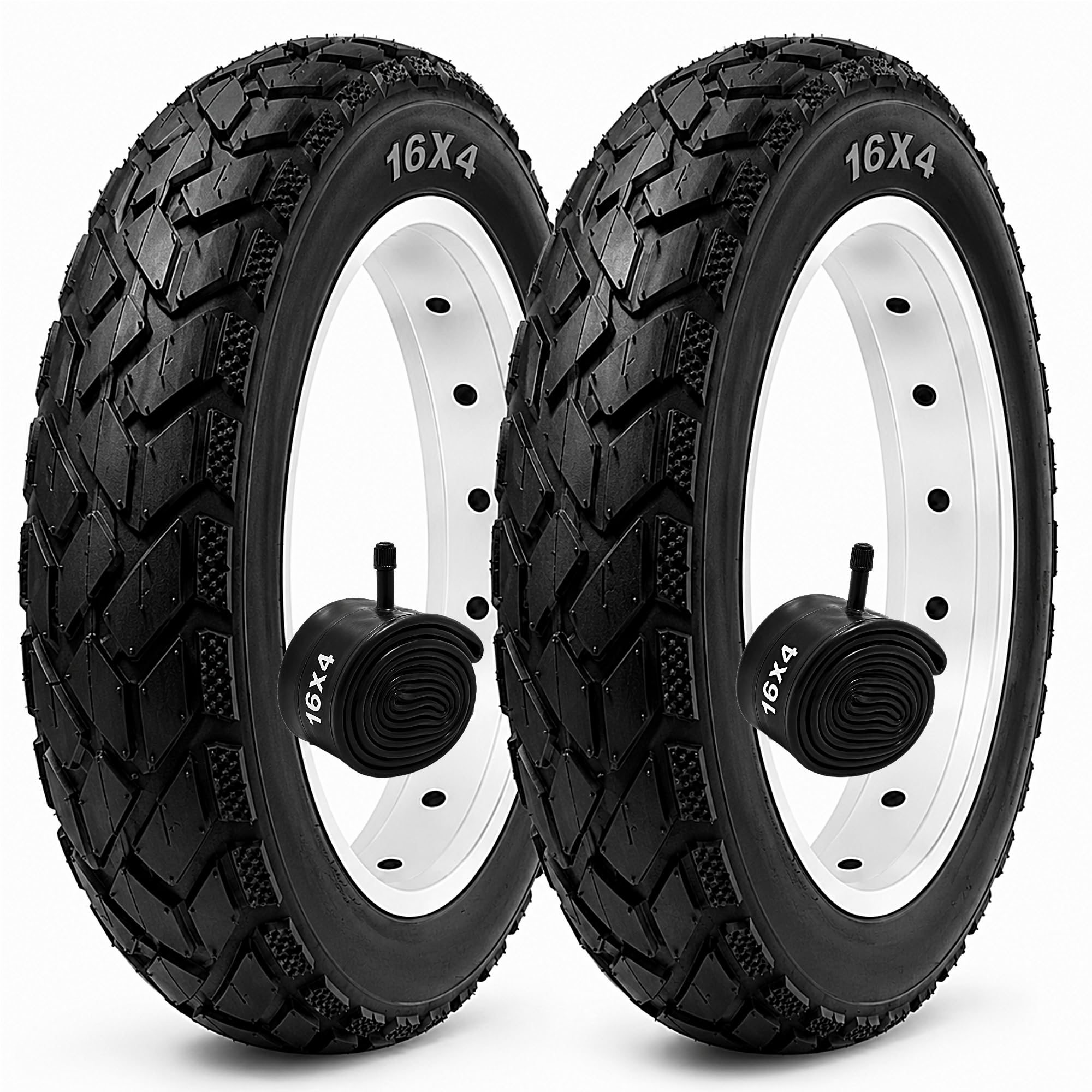 Folding Fat Bike Tires & Tubes Set (2 Tires + 2 Tubes) Sizes -16x4 20x4 26x3 26x4 – Heavy-Duty All-Terrain Puncture-Resistant