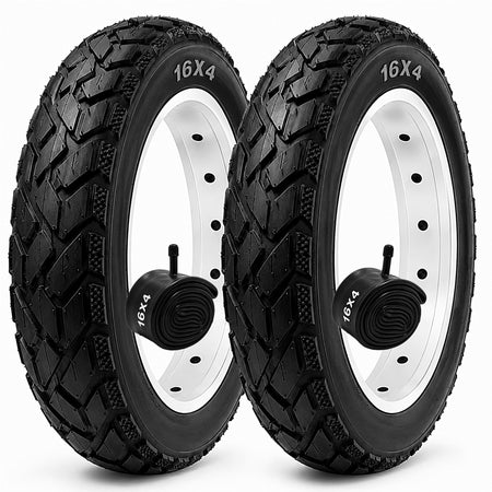 Folding Fat Bike Tires & Tubes Set (2 Tires + 2 Tubes) Sizes -16x4 20x4 26x3 26x4 – Heavy-Duty All-Terrain Puncture-Resistant