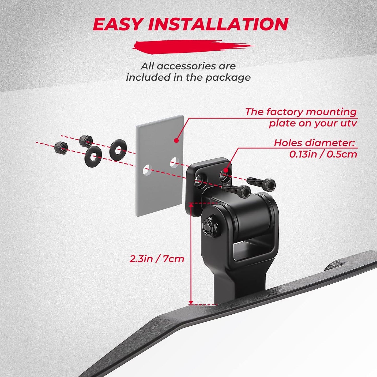 KEMIMOTO Tool-Free Adjustable Rear View Mirror for Polaris Ranger 1000 XP 900 500 570