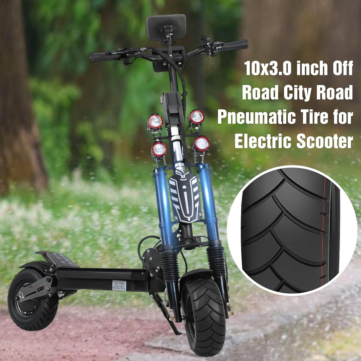 2 Pack 80/65-6 Tubeless Scooter Tires Vacuum Off-Road 10x3 (255x80) with Air Valves for 10 Inch Electric Scooters Non-Slip