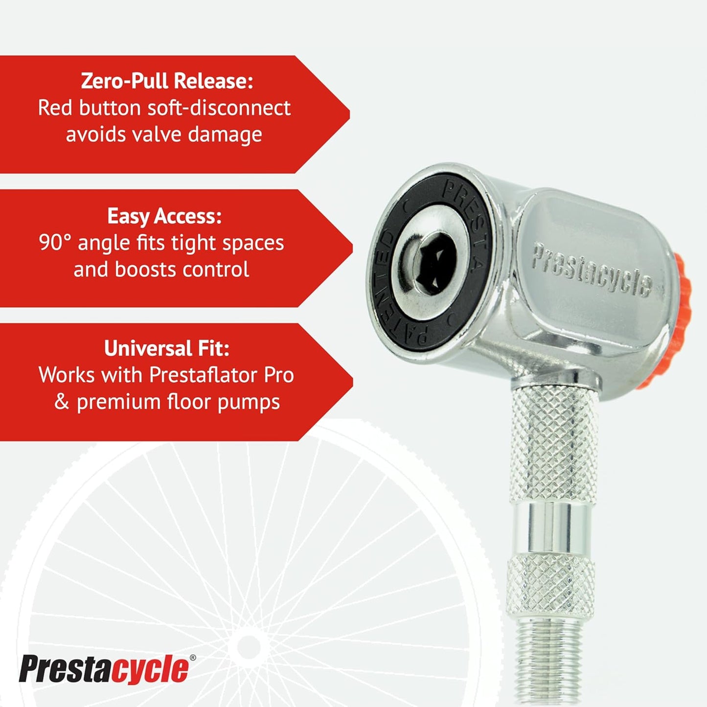 Prestacycle Presta Head – Auto-Lock Bicycle Tire Pump Head for Tubeless & Presta Valves