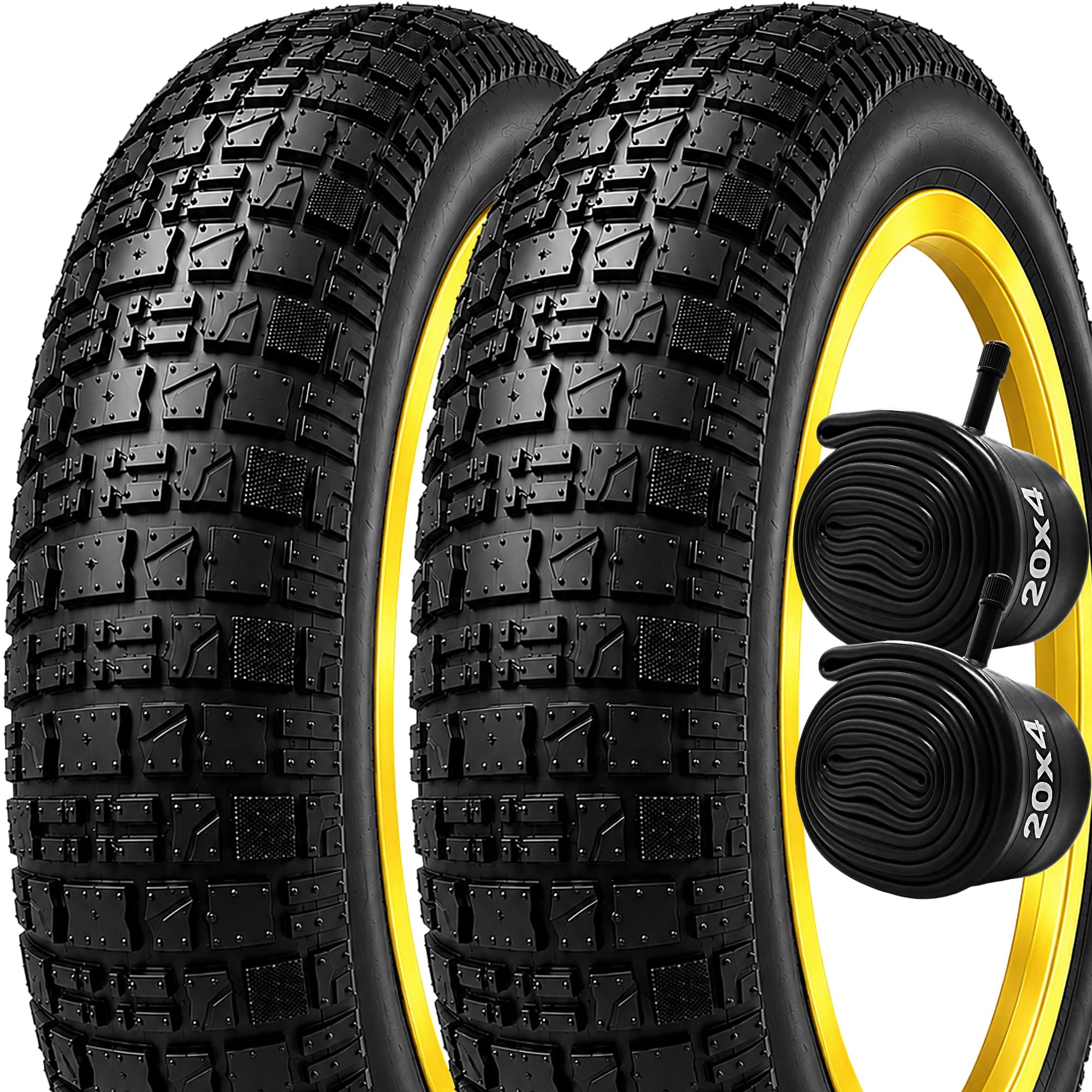 20x4.0 / 26x4.0 All-Terrain Folding, Puncture Resistant Fat Tire for E-Bikes & Fat Bikes, Includes 2 Tires and 2 Inner Tubes