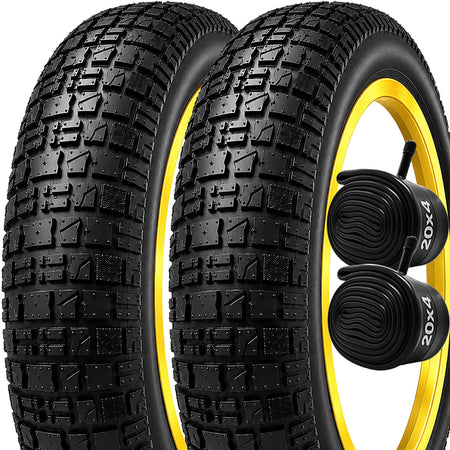 20x4.0 / 26x4.0 All-Terrain Folding, Puncture Resistant Fat Tire for E-Bikes & Fat Bikes, Includes 2 Tires and 2 Inner Tubes