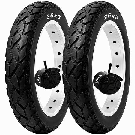 Folding Fat Bike Tires & Tubes Set (2 Tires + 2 Tubes) Sizes -16x4 20x4 26x3 26x4 – Heavy-Duty All-Terrain Puncture-Resistant