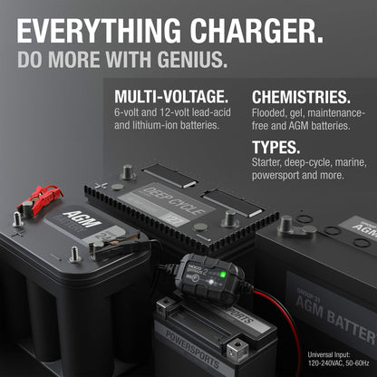NOCO GENIUS2: 2A 6V/12V Smart Battery Charger & Maintainer