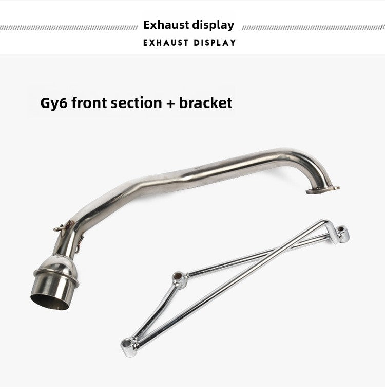 Front Section Exhaust Pipe with Tripod Bracket for Yamaha 100 & GY6 100