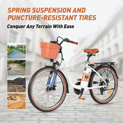 DYU 26" City Electric Bike 250W 36V 15.6Ah | Long-Range Urban Commuter E-Bike