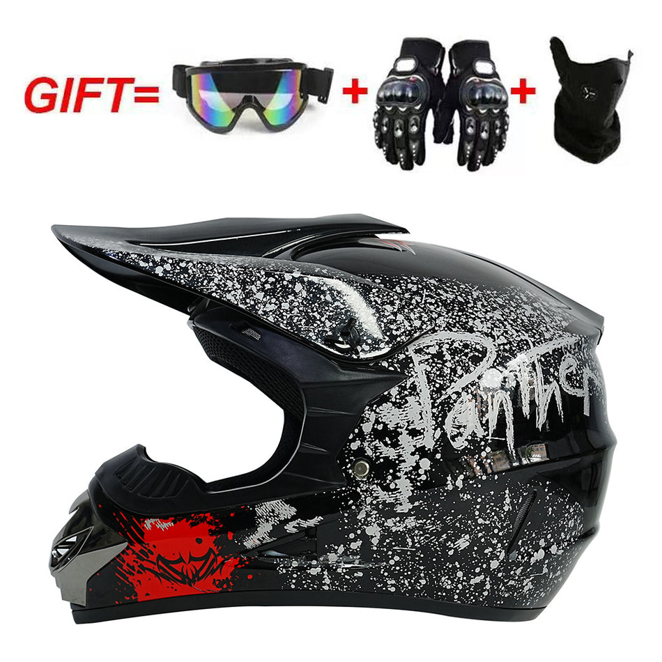 UGNE Full Face Motorcycle Helmet Kit with Goggles, Mask & Gloves  Impact-Resistant ABS Racing Helmet | Off-Road, Karting & Motocross Gear (S-XL)