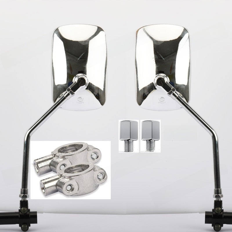 Universal Electroplated Chrome Square Rearview Mirror with 10mm Mount for Electric Tricycles & Motorcycles