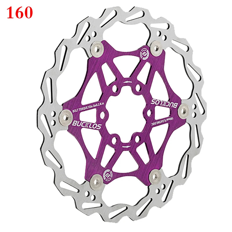 BUCKLOS Bicycle Disc Brake 160/180/203 Bike Floating Rotors Stainless Steel Mountain Bike Brake 1PC 160mm Purple
