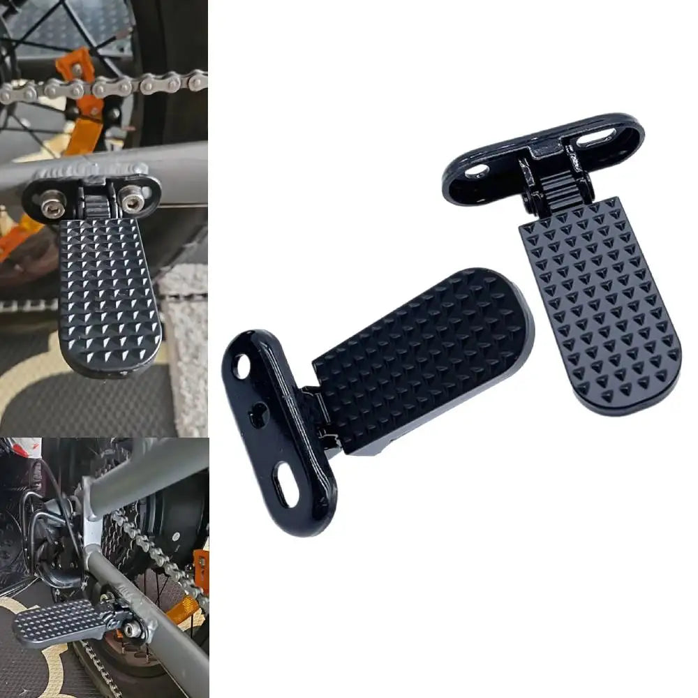 2x Bike Rear Pedals Metal Foldable Foot Pegs for Electric Bicycle Motorcycle Bikes Rear Footrest Non Slip Replacement Pedal
