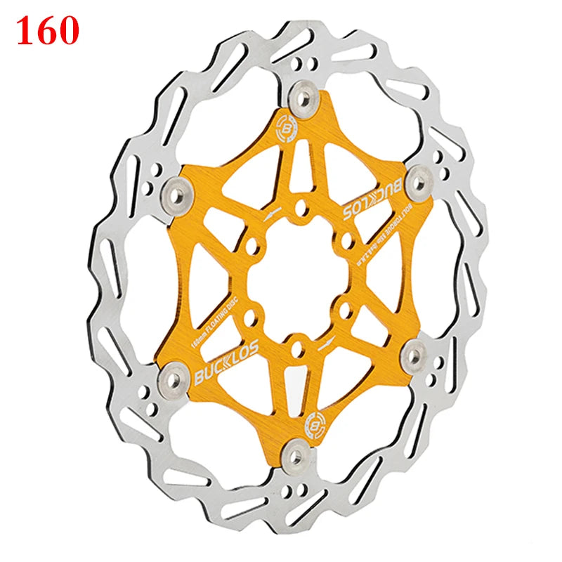BUCKLOS Bicycle Disc Brake 160/180/203 Bike Floating Rotors Stainless Steel Mountain Bike Brake 1PC 160mm Gold