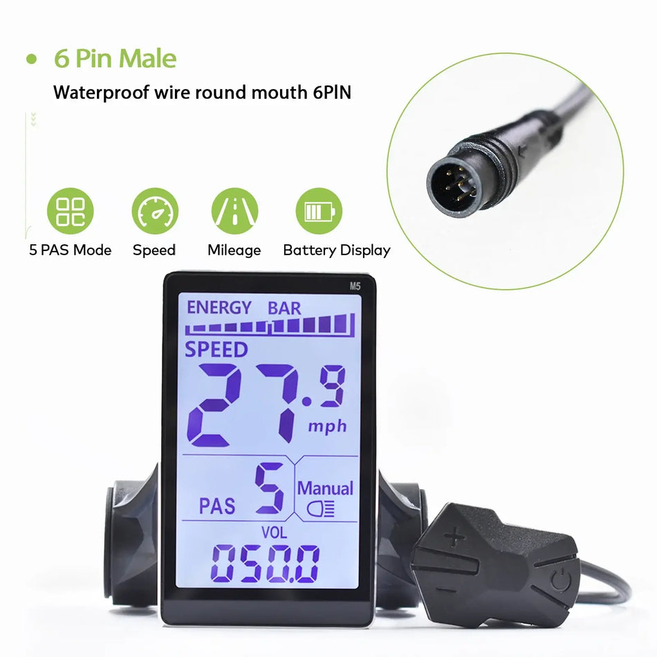 24V-60V Universal M5 E-Bike LCD Display - Waterproof Control Panel