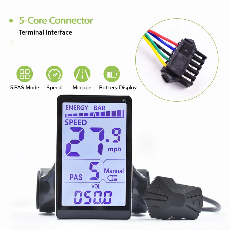 24V-60V Universal M5 E-Bike LCD Display - Waterproof Control Panel