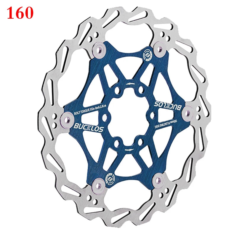 BUCKLOS Bicycle Disc Brake 160/180/203 Bike Floating Rotors Stainless Steel Mountain Bike Brake 1PC 160mm Blue