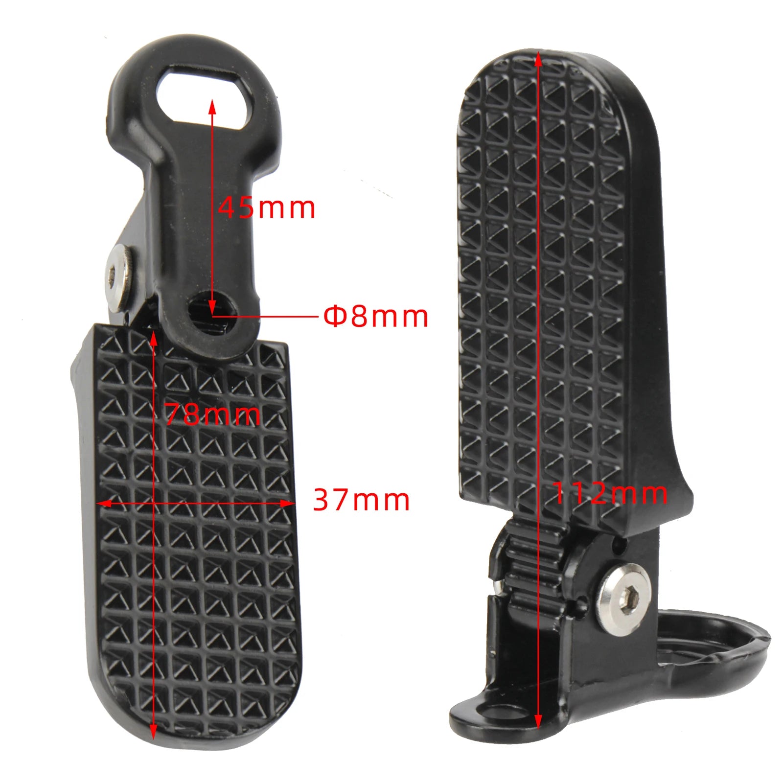 2x Bike Rear Pedals Metal Foldable Foot Pegs for Electric Bicycle Motorcycle Bikes Rear Footrest Non Slip Replacement Pedal