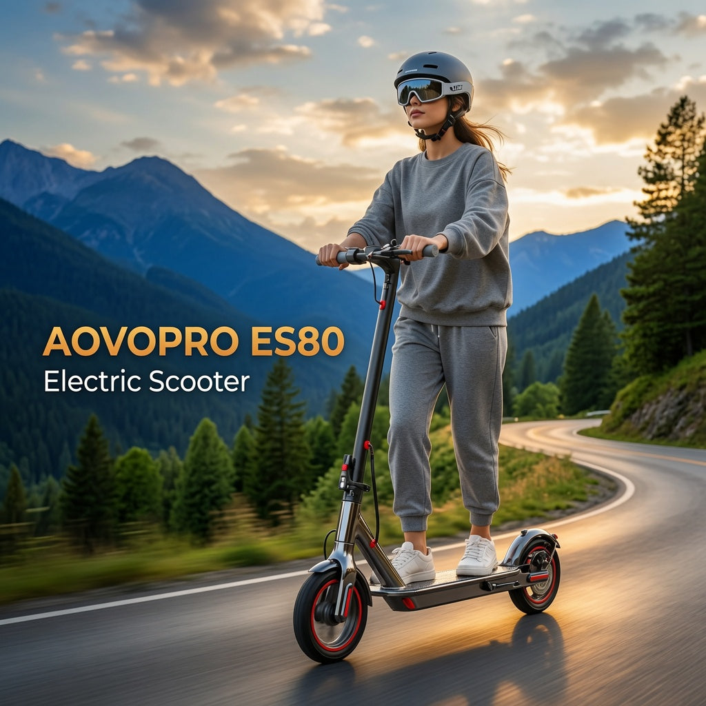 AOVOPRO ES80 foldable electric scooter with powerful 350W motor for daily commuting