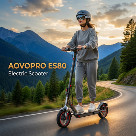 AOVOPRO ES80 foldable electric scooter with powerful 350W motor for daily commuting