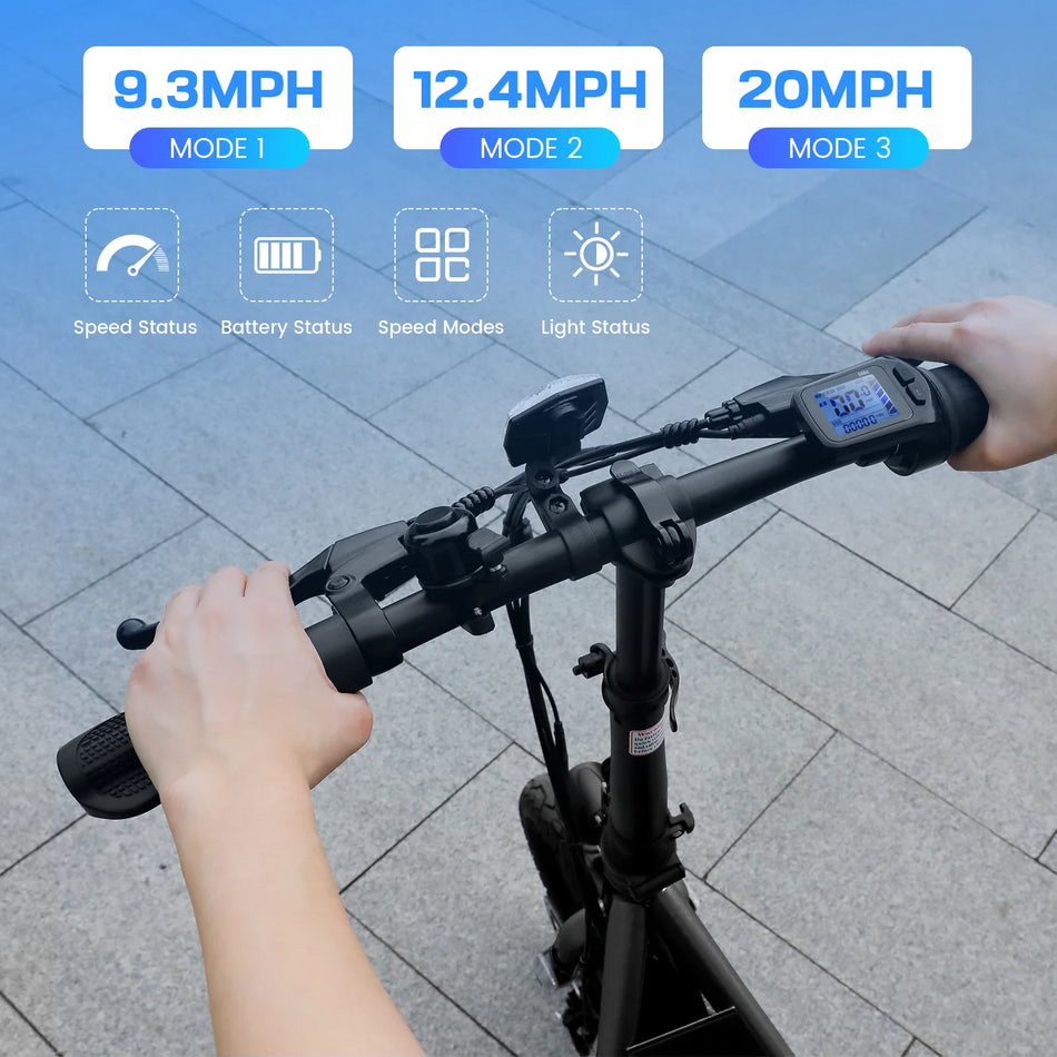 500W Electric Scooter with Seat, Peak 750W, 375Wh, 7800mAh Battery, 25Mi Range, 20MPH, 14" Tire, Shock, Dual Disc Brake