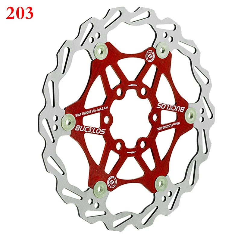 BUCKLOS Bicycle Disc Brake 160/180/203 Bike Floating Rotors Stainless Steel Mountain Bike Brake 1PC 203mm Red
