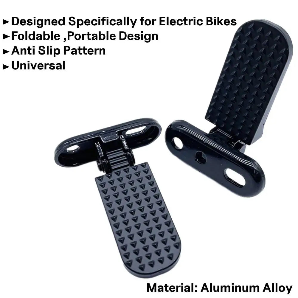2x Bike Rear Pedals Metal Foldable Foot Pegs for Electric Bicycle Motorcycle Bikes Rear Footrest Non Slip Replacement Pedal
