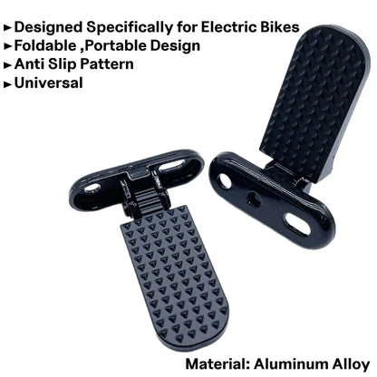 2x Bike Rear Pedals Metal Foldable Foot Pegs for Electric Bicycle Motorcycle Bikes Rear Footrest Non Slip Replacement Pedal