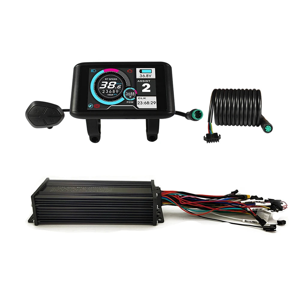 Electric Bike 36V-72V 1000W-1500W 35A 45A 3-Mode Sine Wave Ebike Motor and Speed Controller Set with Colorful LCD UKC1 Display