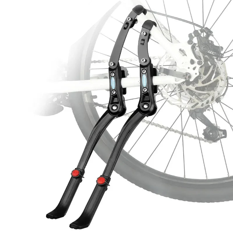 Adjustable bicycle kickstand installed on mountain bike frame