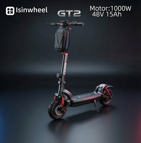 Adult electric scooter with wide off road tires and smooth riding comfort