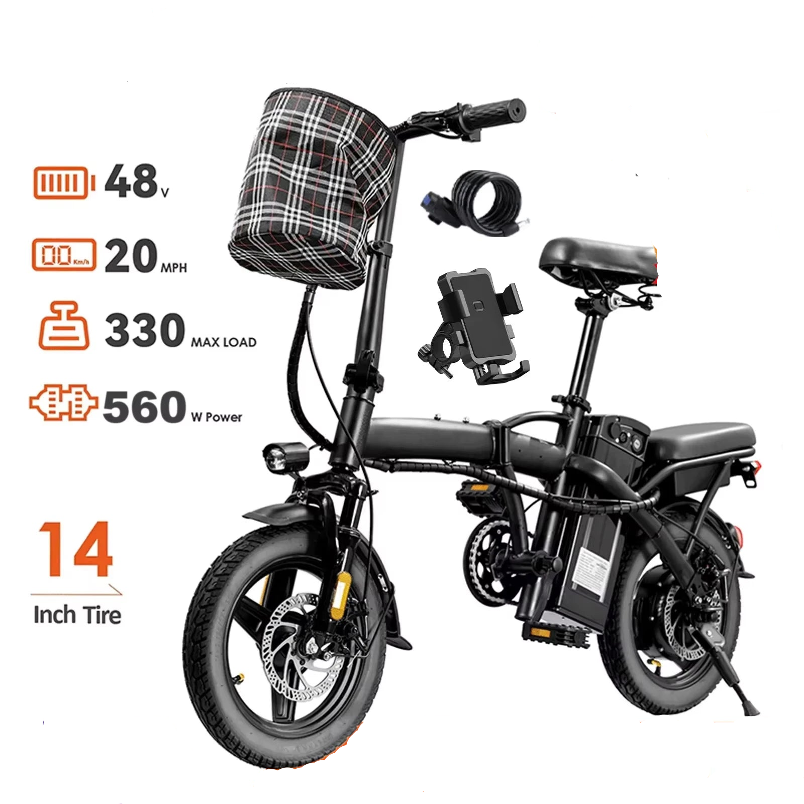 Adult folding electric bike fully unfolded in an urban setting