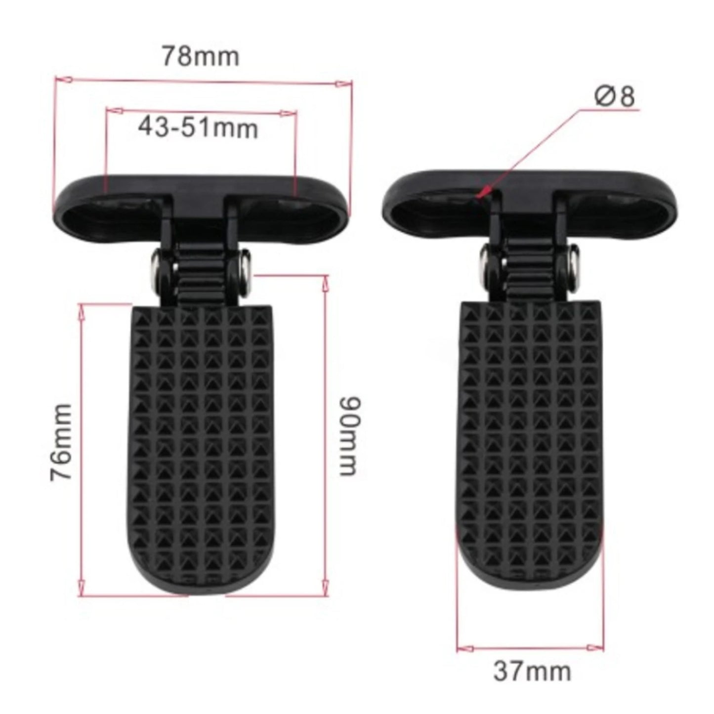 2x Bike Rear Pedals Metal Foldable Foot Pegs for Electric Bicycle Motorcycle Bikes Rear Footrest Non Slip Replacement Pedal