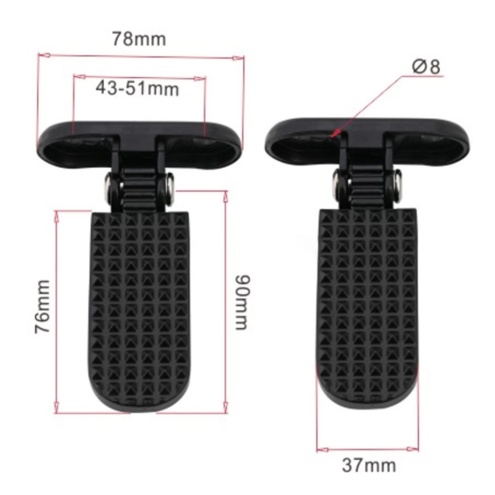 2x Bike Rear Pedals Metal Foldable Foot Pegs for Electric Bicycle Motorcycle Bikes Rear Footrest Non Slip Replacement Pedal