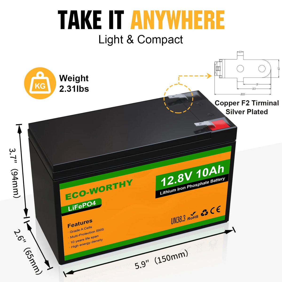 ECO-WORTHY LiFePO4 Battery Used for Portable LED Lighting Setup