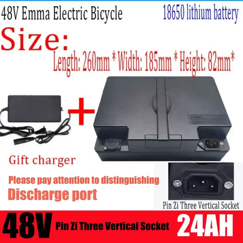 48V Lithium-ion Battery (17.5Ah/21Ah/30Ah) for Aima T901 & Electric Scooters with dimensions and gift charger.