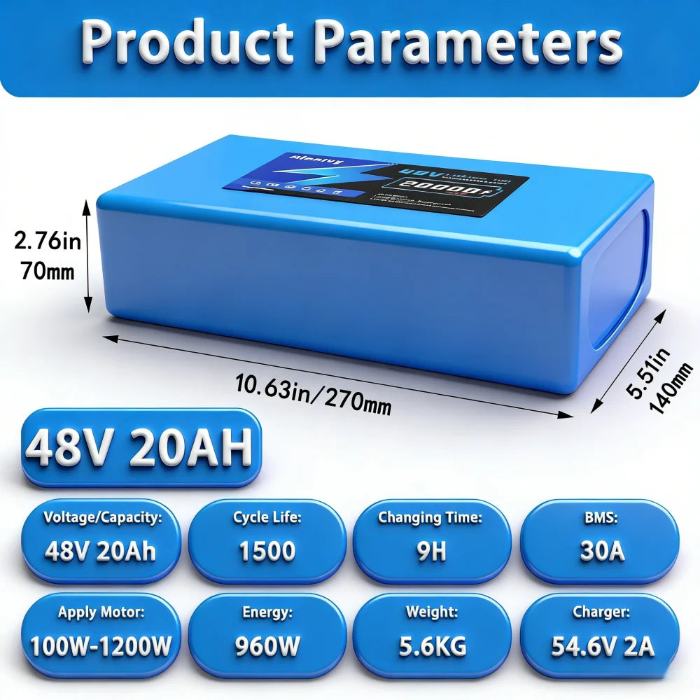 Aleaivy 48V battery pack for electric scooter and bicycle
