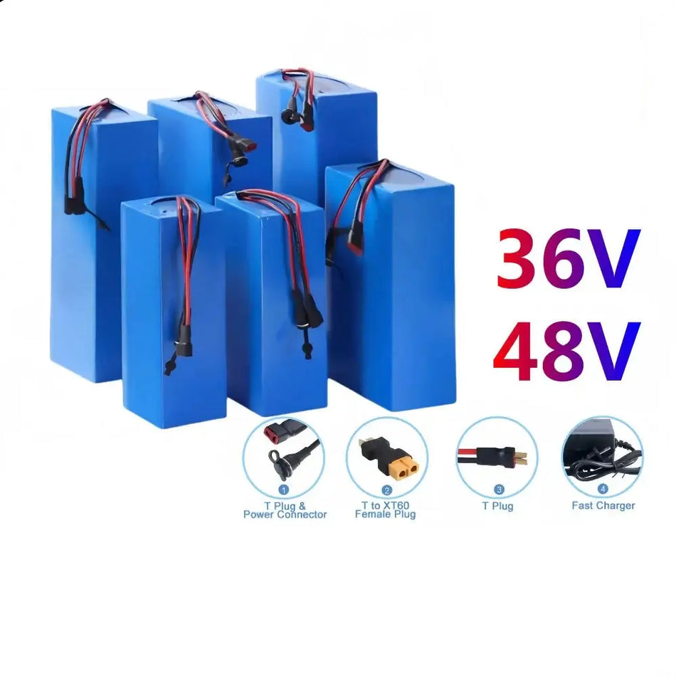 36V/48V Genuine Lithium-Ion Battery Pack (10Ah-20Ah) for 200W-2000W Motors High-Capacity 18650 Battery for E-Bikes & Scooters
