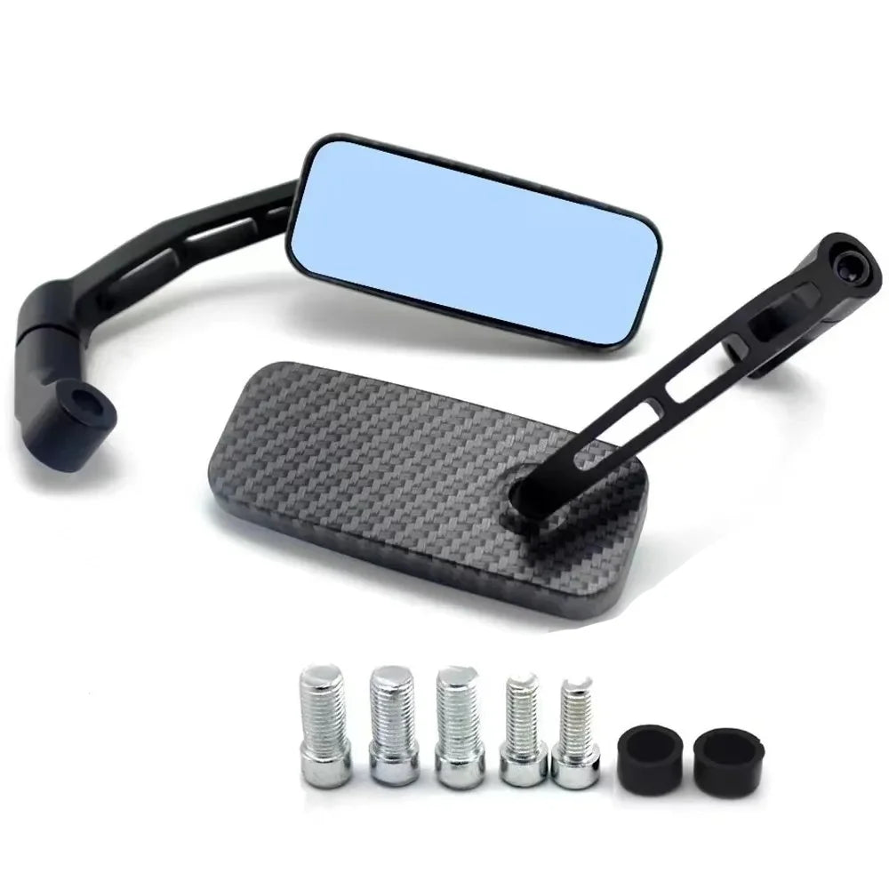 Anti-glare blue glass motorcycle bar end mirrors for improved visibility
