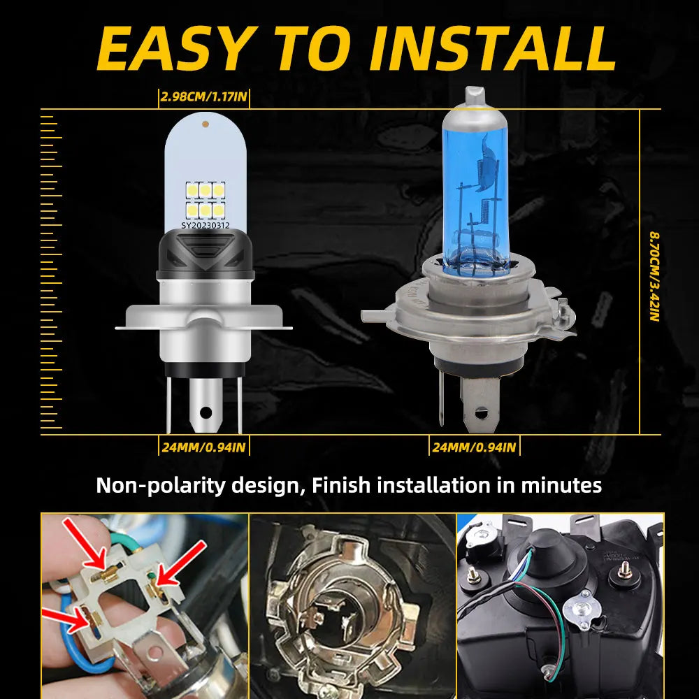 BA20d LED bike headlight bulb 12V bright white light
