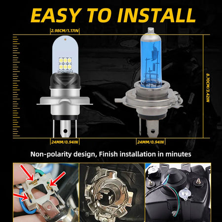 BA20d LED bike headlight bulb 12V bright white light