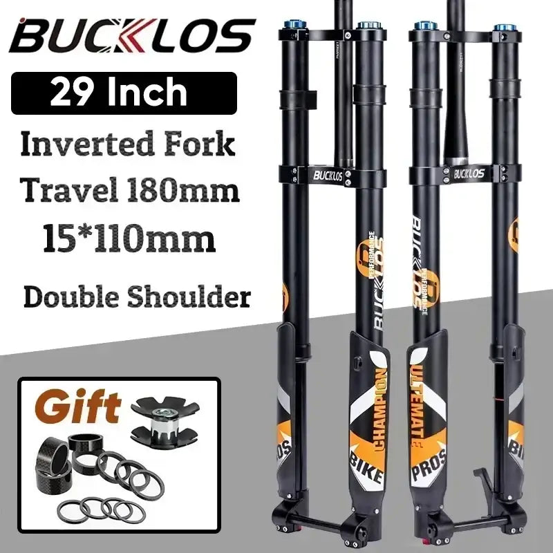 BUCKLOS B715 Inverted Dual Crown Air Fork 180mm Travel for Downhill MTB