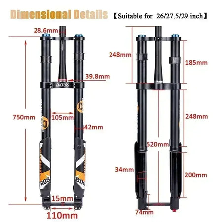 BUCKLOS B715 MTB Air Suspension Fork 15x110mm Boost Thru Axle Detail
