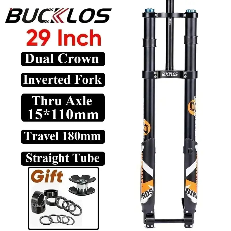 BUCKLOS B715 MTB Suspension Fork showing 15x110mm Boost Thru Axle Hub Spacing