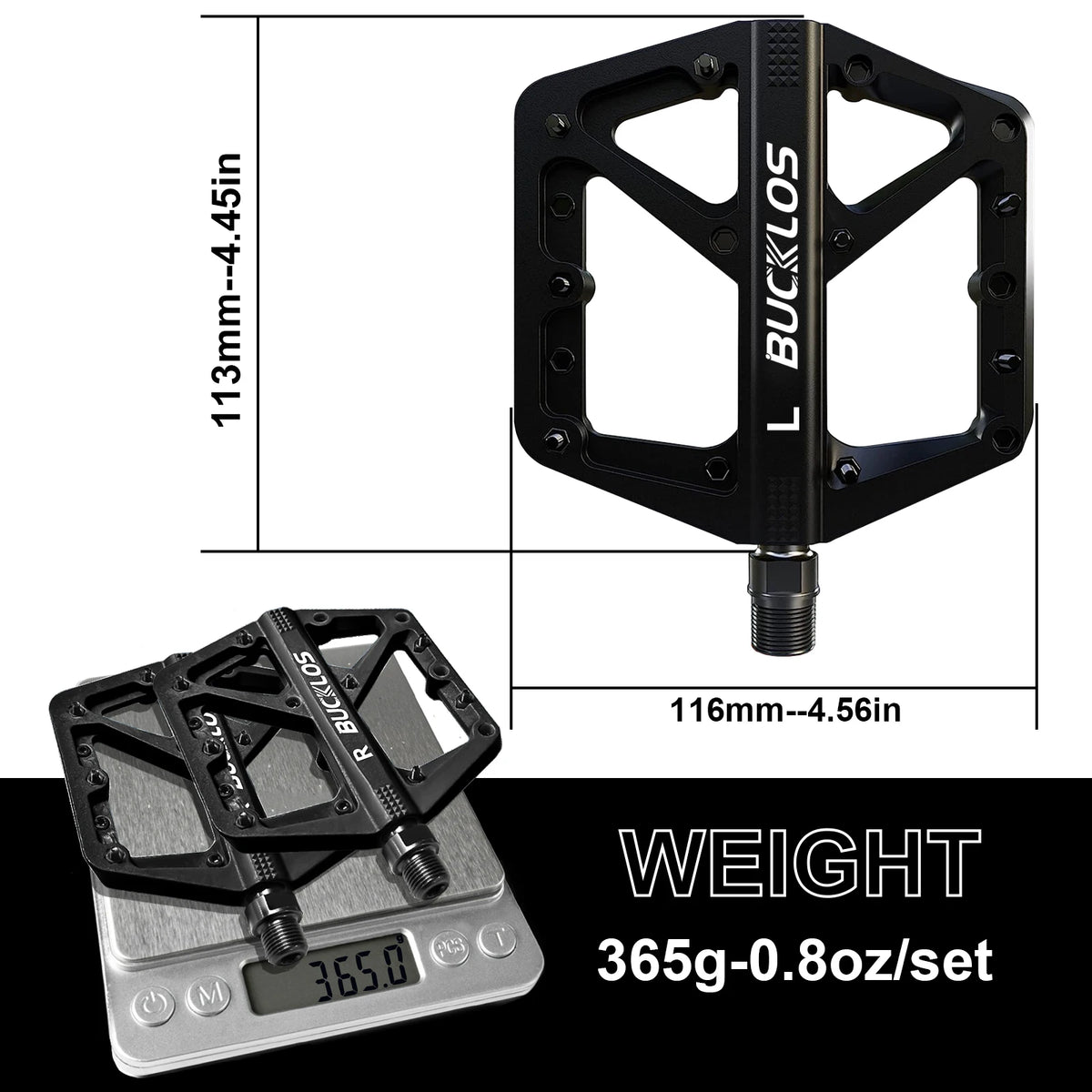 BUCKLOS non slip bicycle pedal set for BMX bikes