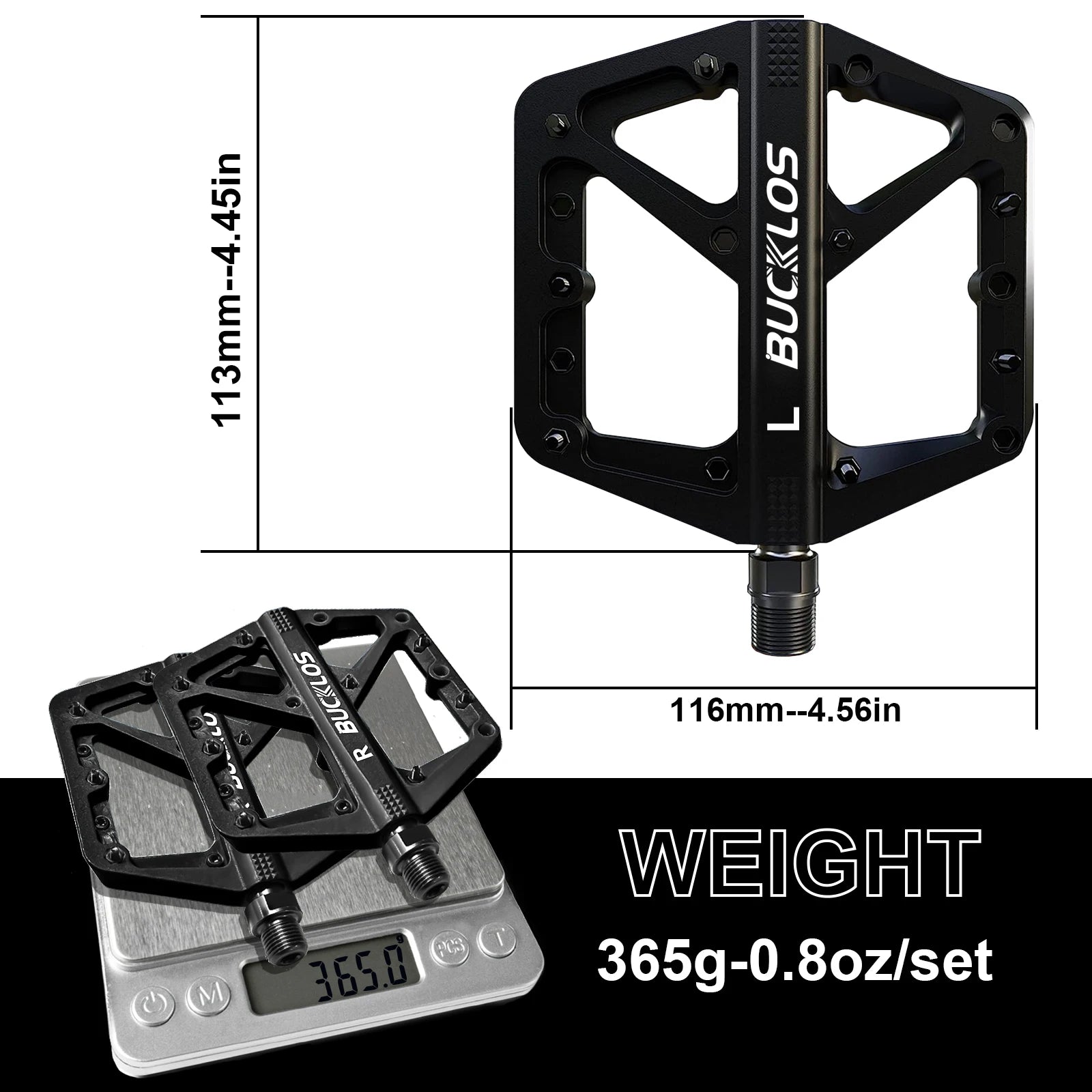 BUCKLOS non slip bicycle pedal set for BMX bikes