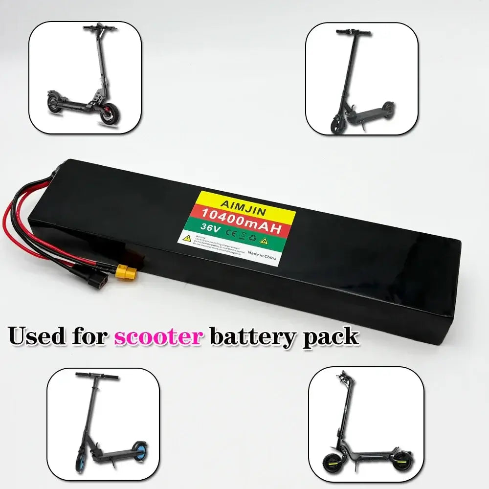 High Capacity 36V 10.4Ah (10400mAh) 10S4P Lithium-Ion Battery Pack for 750W-1000W Electric Scooters – Built-in BMS Protection