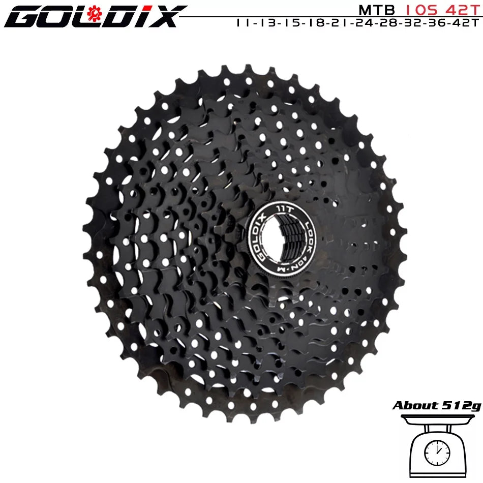   GOLDIX Black MTB Cassette 8/9/10/11/12 Speed 40/42/46/50T K7 Bicycle Freewheel Sprocket